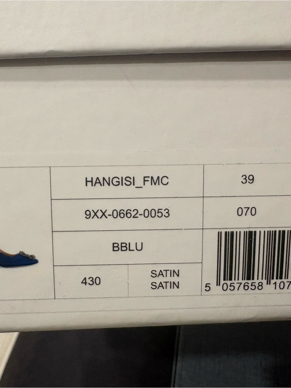 Manolo Blahnik Blue Satin Hangisi Shoe Box Label - Picture 3 of 8